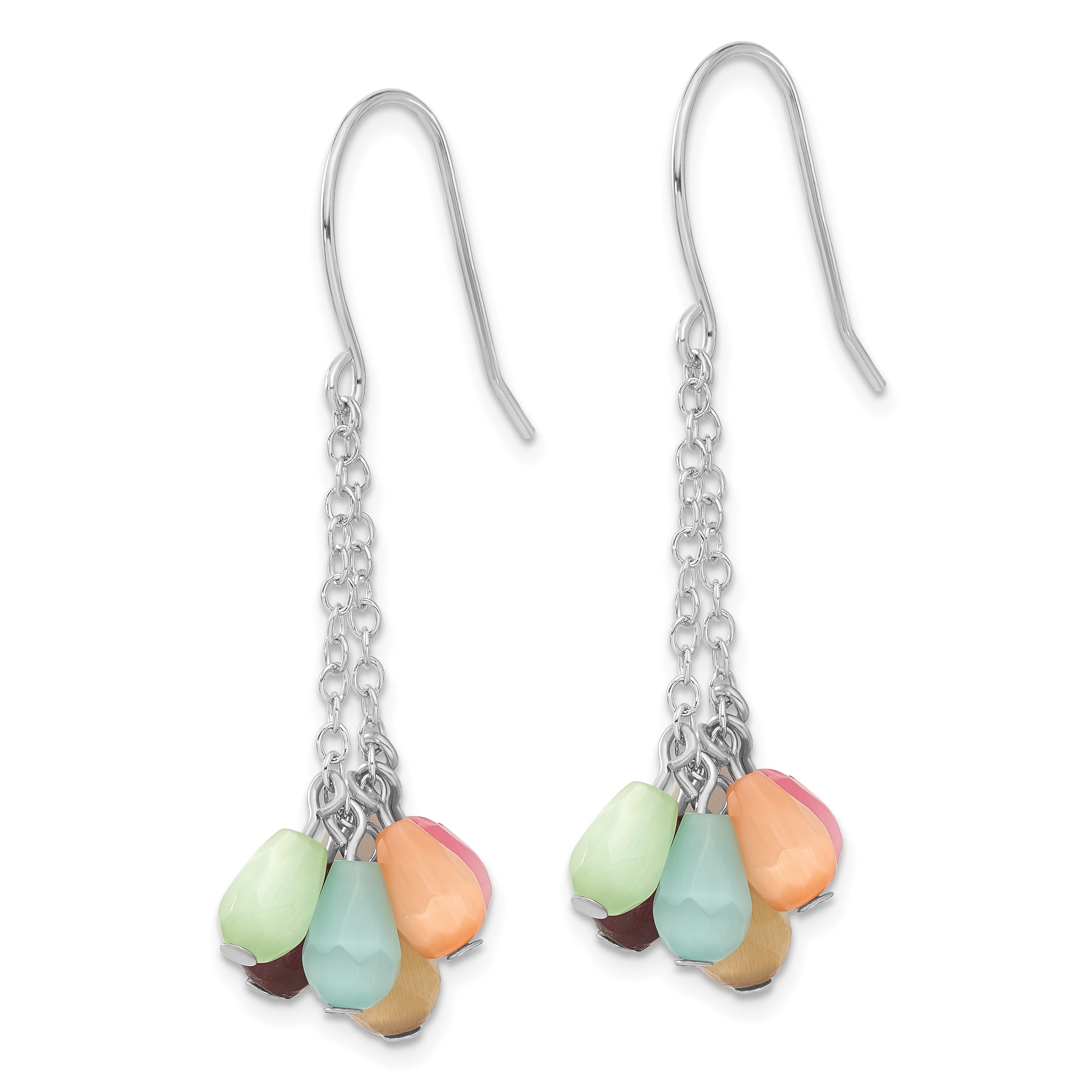 Sterling Silver Multi-Color Stone Dangle Earrings