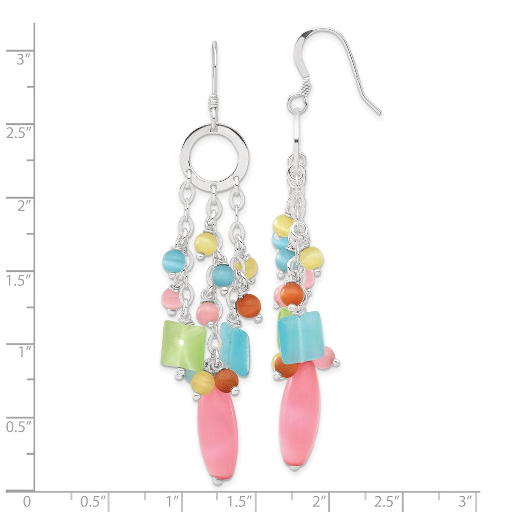 Sterling Silver Multi-Color Stone Dangle Earrings