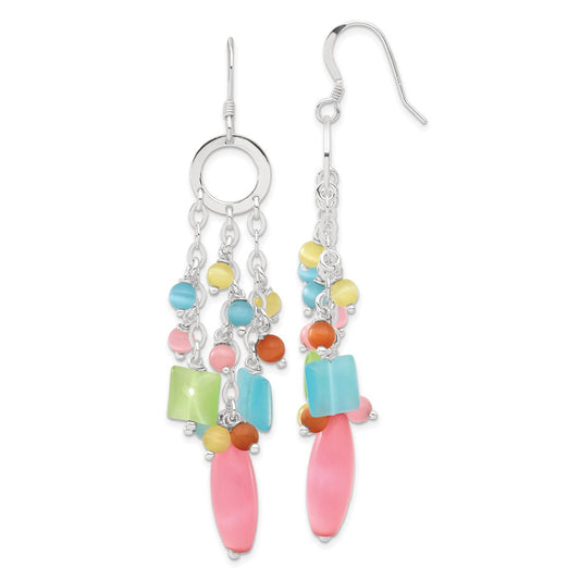 Sterling Silver Multi-Color Stone Dangle Earrings