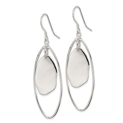 Sterling Silver Polished Fancy Oval Dangle Earrings