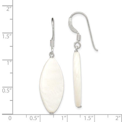 Sterling Silver Polished White Mother Of Pearl Marquise Dangle Earrings