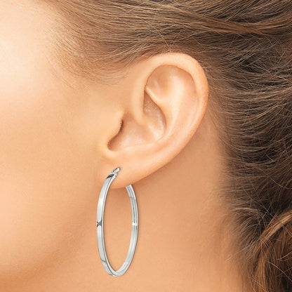 Sterling Silver 2.5X40mm Polished Hoop Earrings