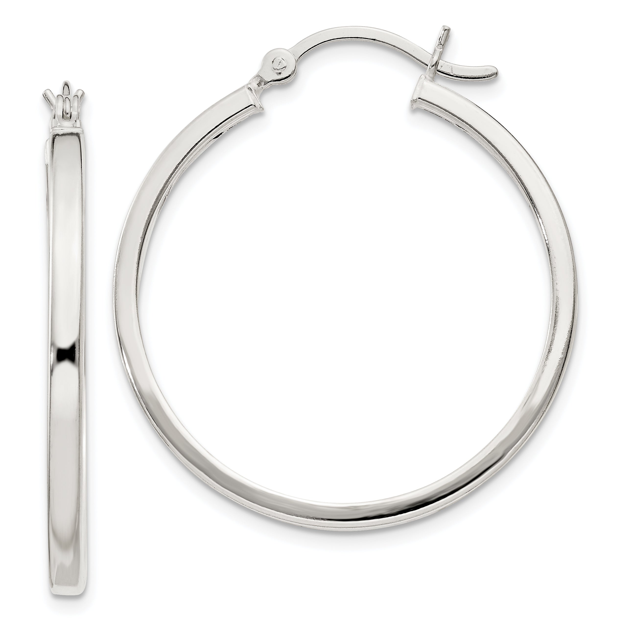Sterling Silver 2.5X30mm Polished Hoop Earrings