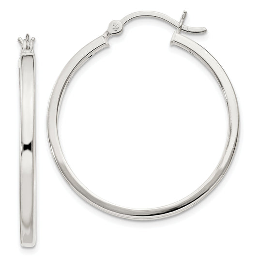 Sterling Silver 2.5X30mm Polished Hoop Earrings