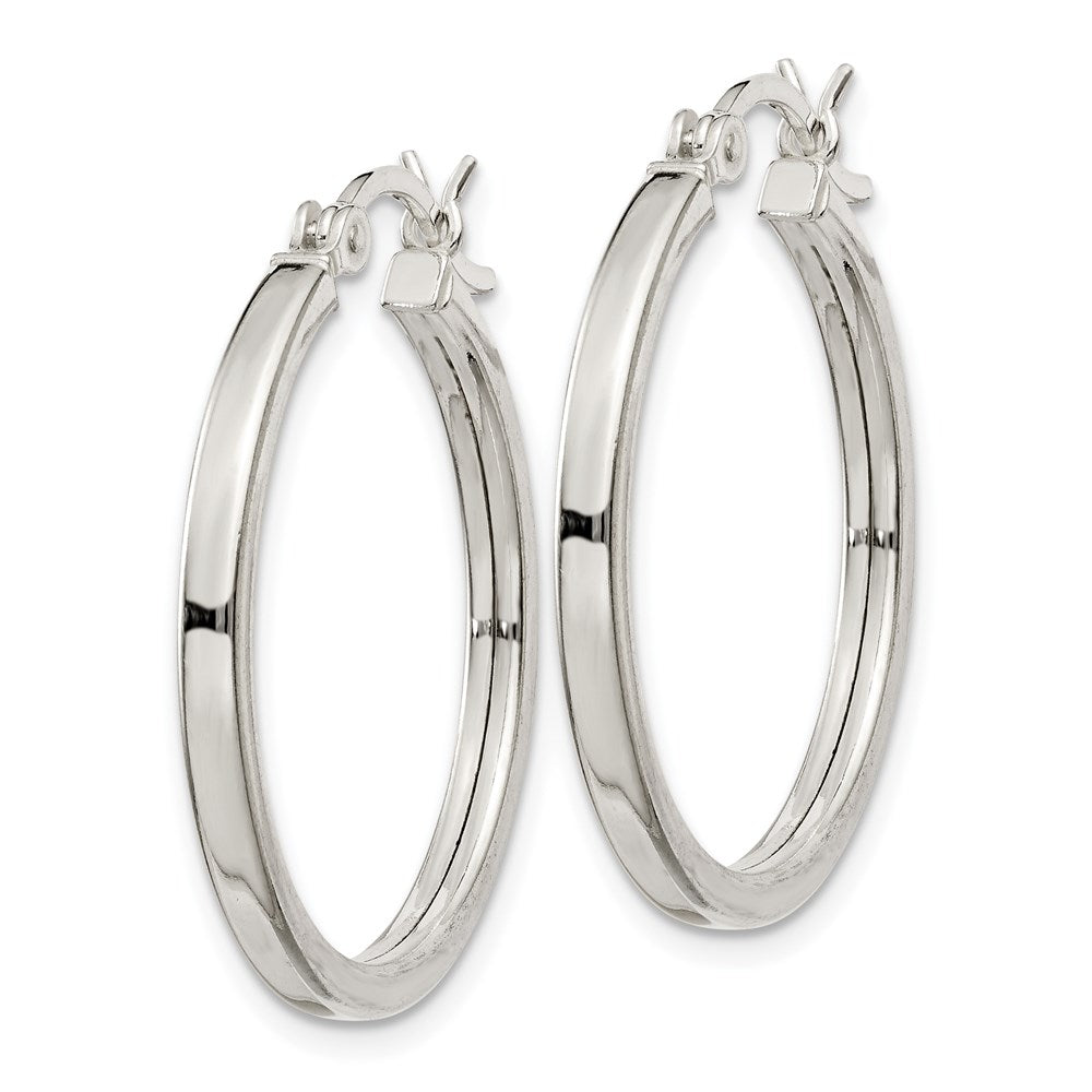 Sterling Silver 2.5X25mm Polished Hoop Earrings