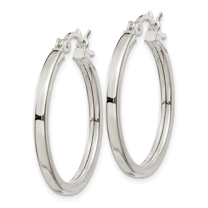 Sterling Silver 2.5X25mm Polished Hoop Earrings