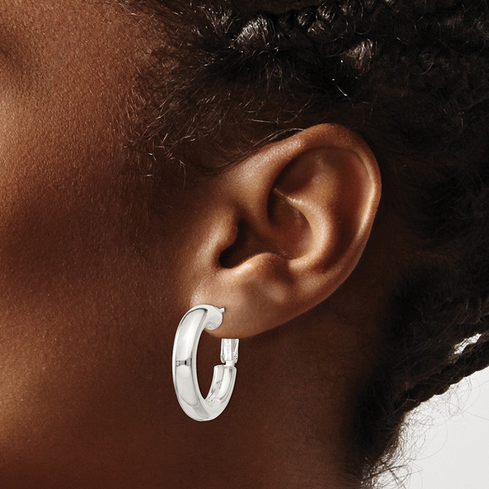 Sterling Silver 2.5X25mm Polished Hoop Earrings