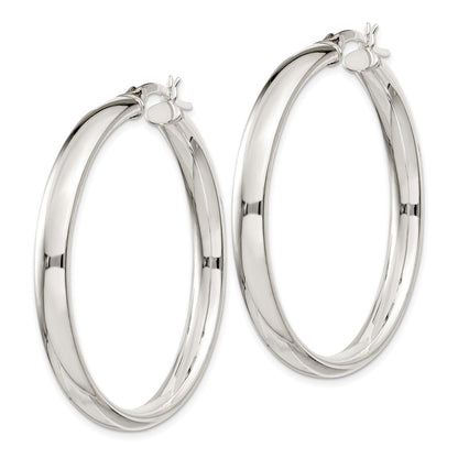Sterling Silver 5X40mm Hoop Earrings