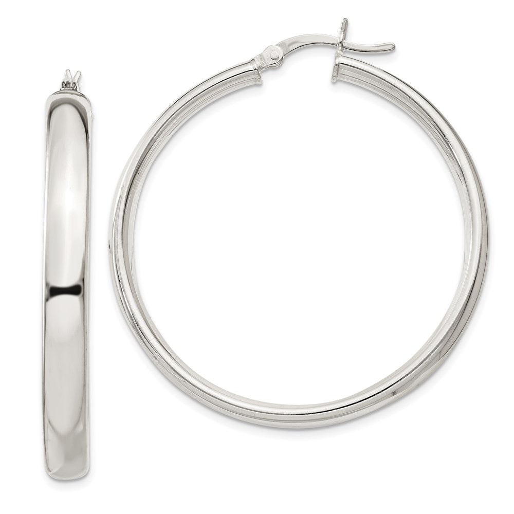 Sterling Silver 5X40mm Hoop Earrings