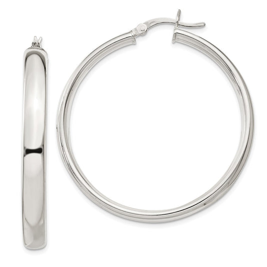 Sterling Silver 5X40mm Hoop Earrings