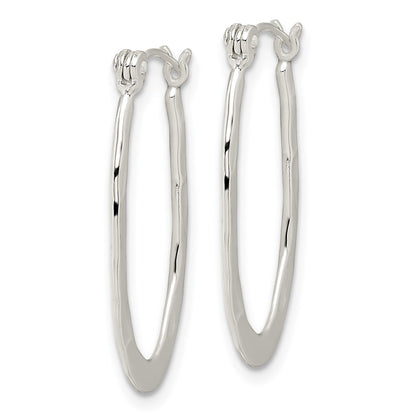 Sterling Silver Polished & Hammered Oval Hoop Earrings