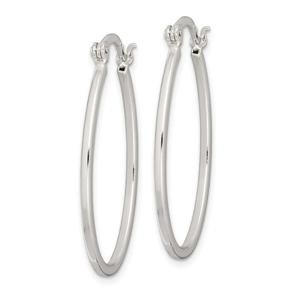 Sterling Silver Polished 1.5mm Square Tube Oval Hoop Earrings