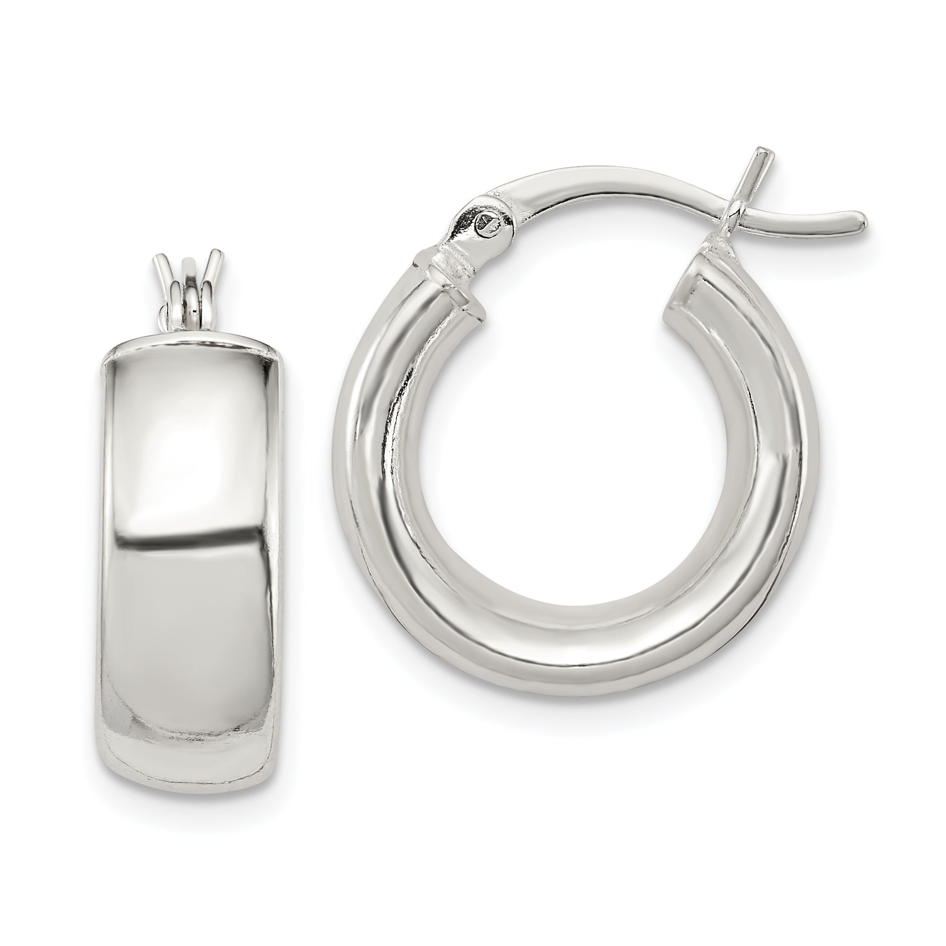 Sterling Silver Polished 6mm Round Hoop Earrings