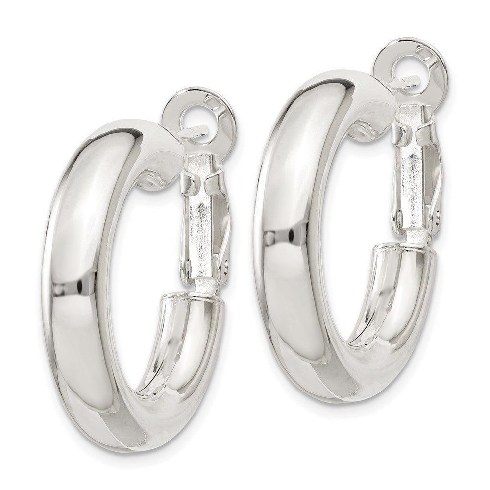 Sterling Silver 5X25mm Omega Back Hoop Earrings