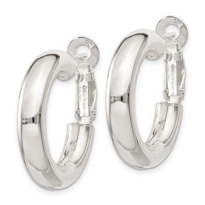 Sterling Silver 5X25mm Omega Back Hoop Earrings
