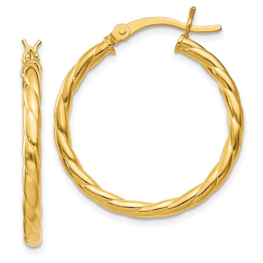 Sterling Silver Gold Flash Plated Twisted 3X25mm Hoop Earrings
