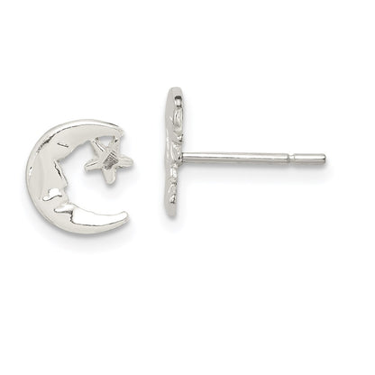 Sterling Silver Moon And Star Mini Earrings