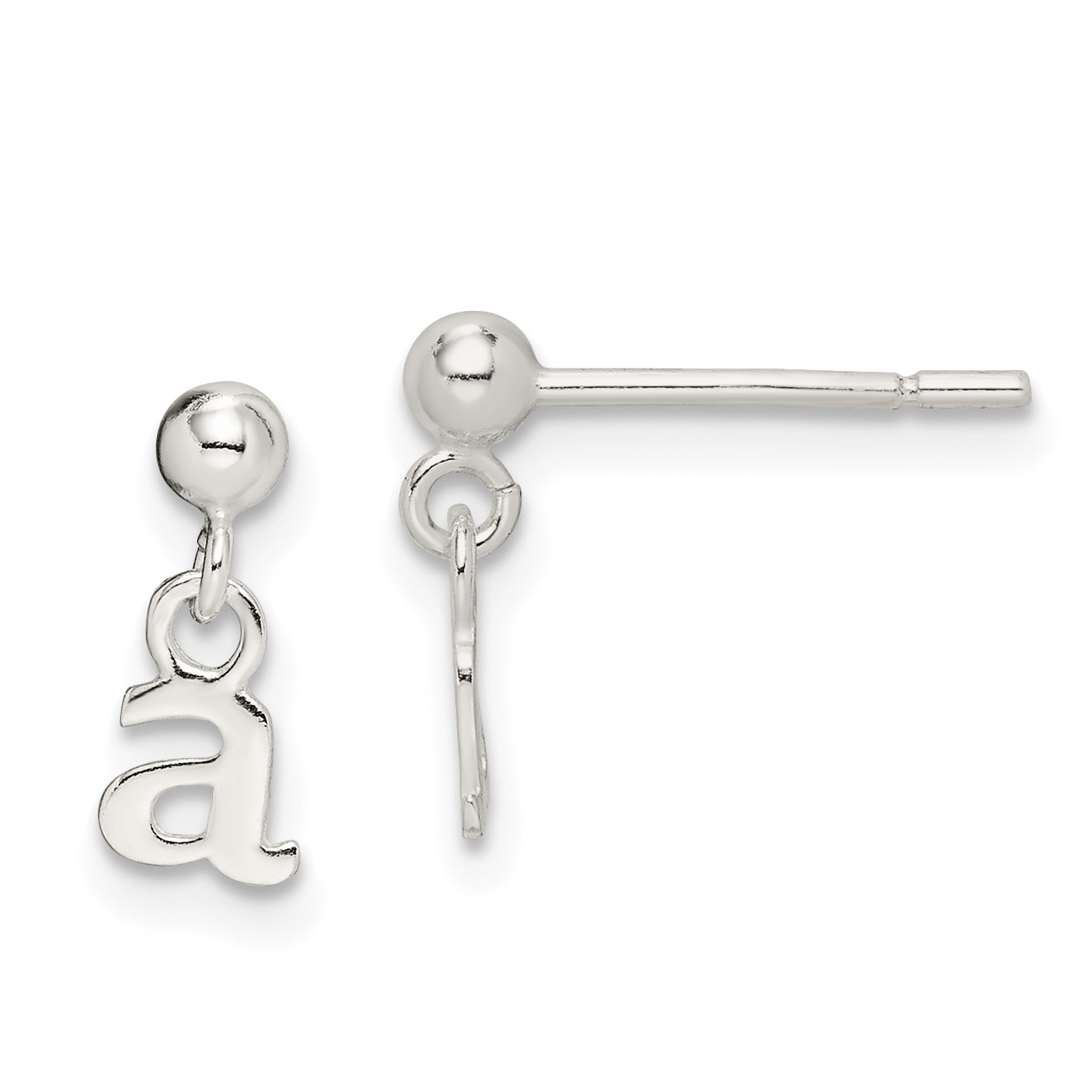 Sterling Silver Polished A Dangle Post Earrings