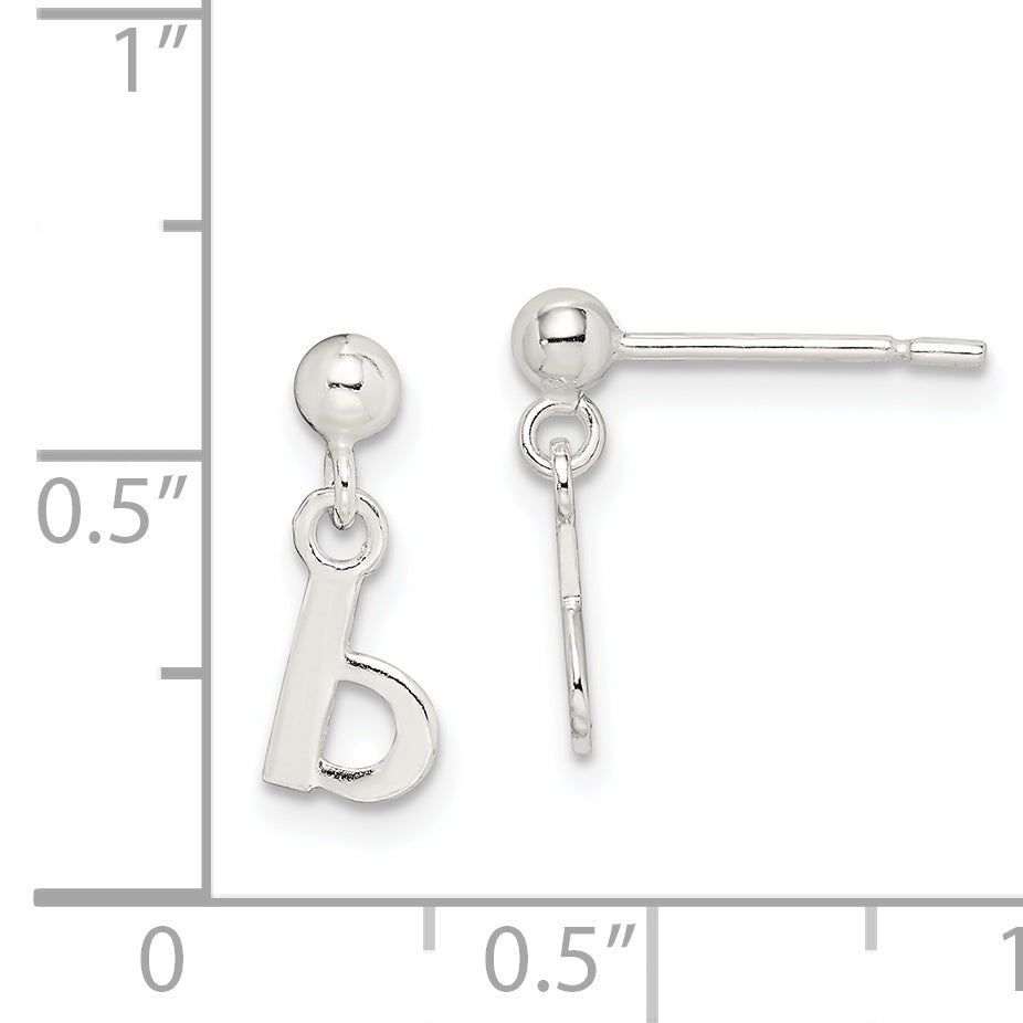 Sterling Silver Polished B Dangle Post Earrings
