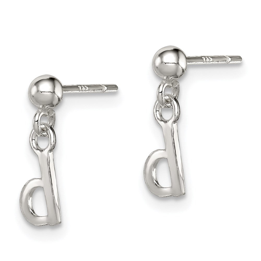 Sterling Silver Polished D Dangle Post Earrings