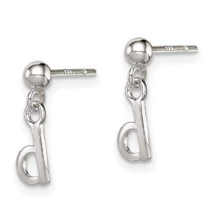 Sterling Silver Polished D Dangle Post Earrings