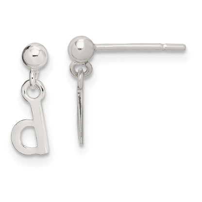 Sterling Silver Polished D Dangle Post Earrings