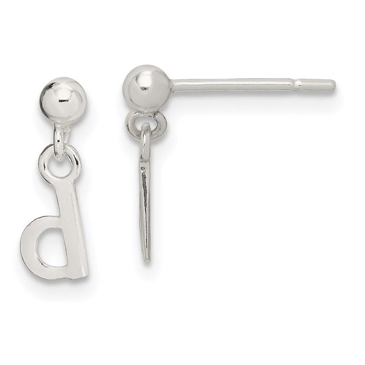 Sterling Silver Polished D Dangle Post Earrings