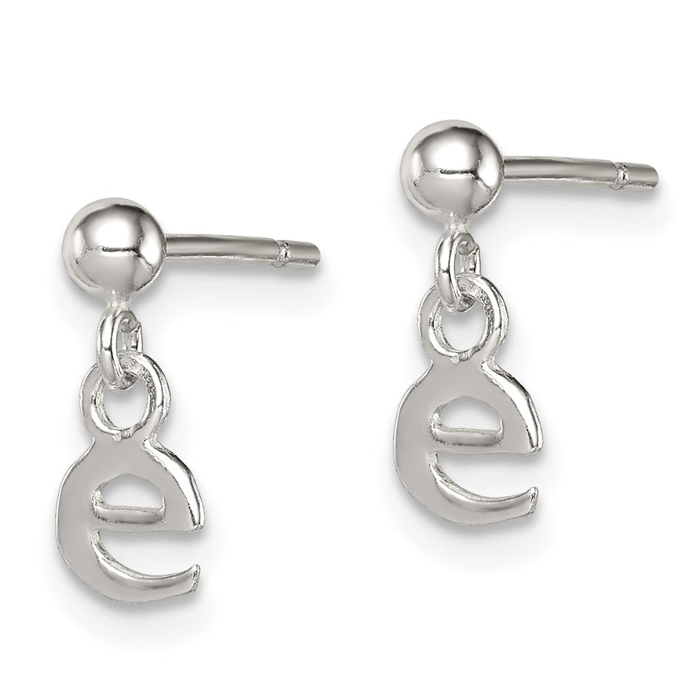 Sterling Silver Polished E Dangle Post Earrings