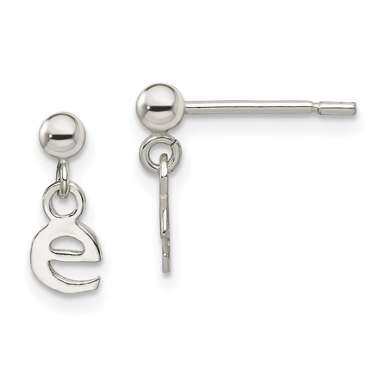 Sterling Silver Polished E Dangle Post Earrings