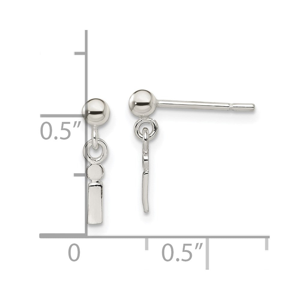 Sterling Silver Polished I Dangle Post Earrings