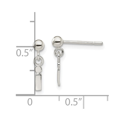 Sterling Silver Polished I Dangle Post Earrings