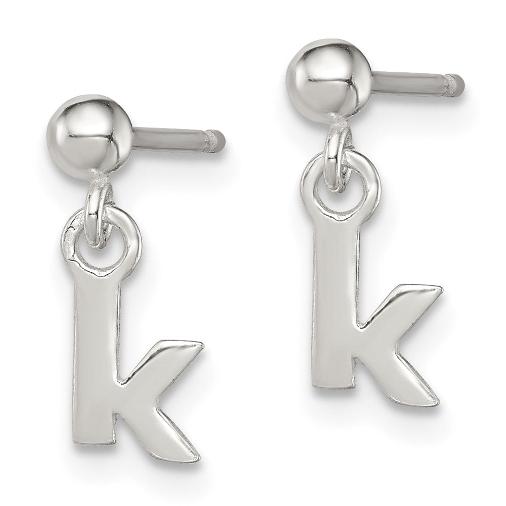 Sterling Silver Polished K Dangle Post Earrings
