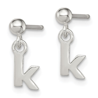 Sterling Silver Polished K Dangle Post Earrings