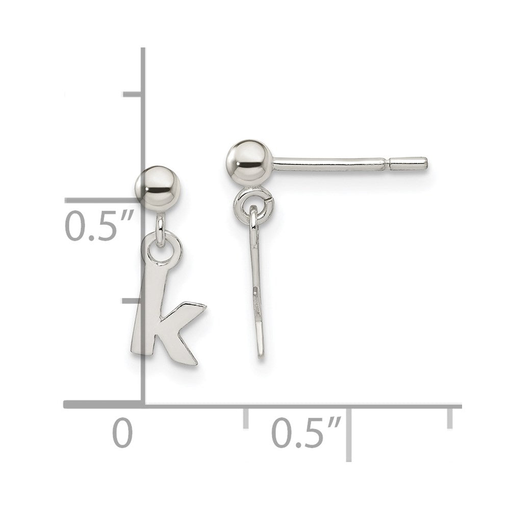 Sterling Silver Polished K Dangle Post Earrings