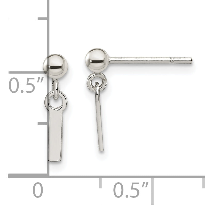 Sterling Silver Polished L Dangle Post Earrings