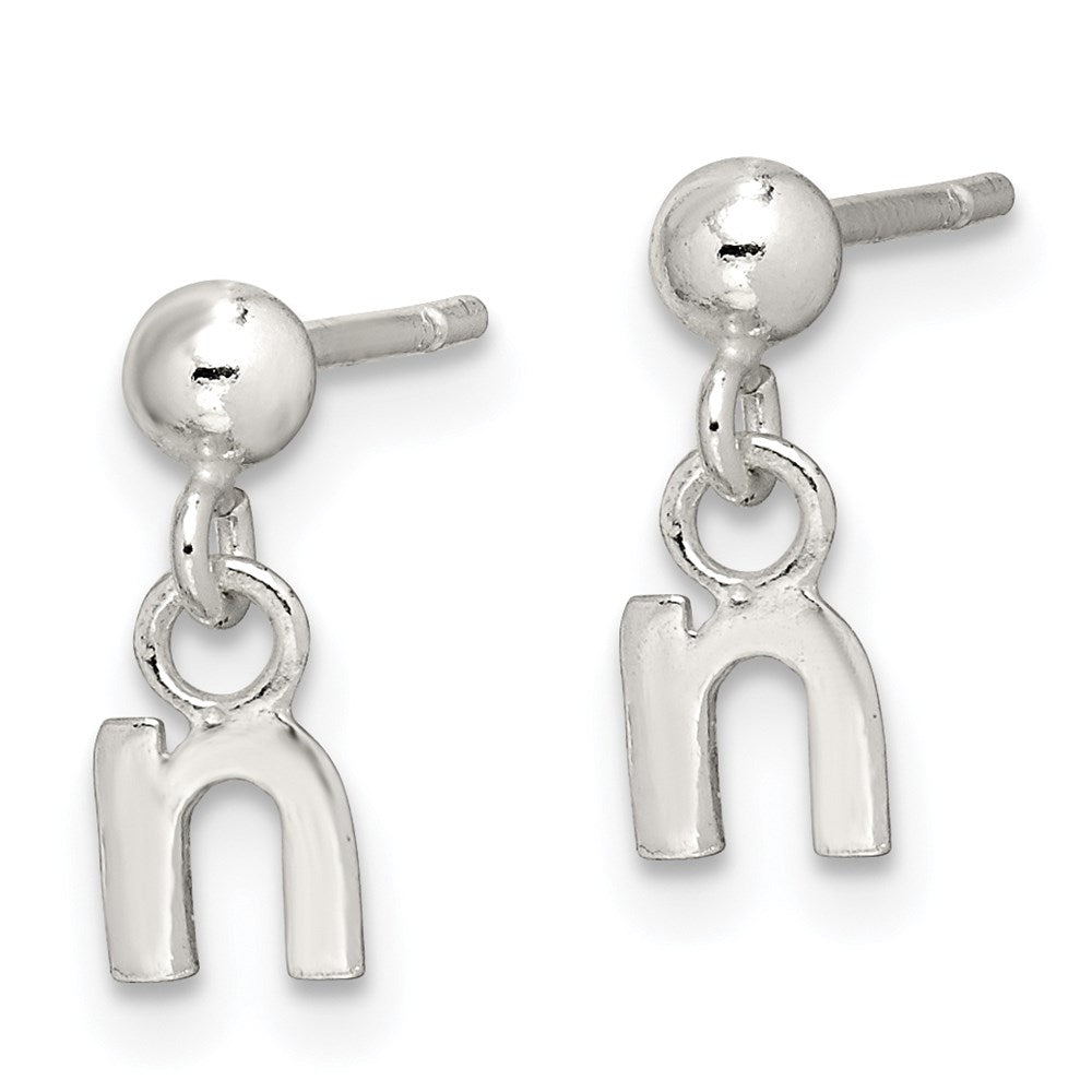 Sterling Silver Polished N Dangle Post Earrings