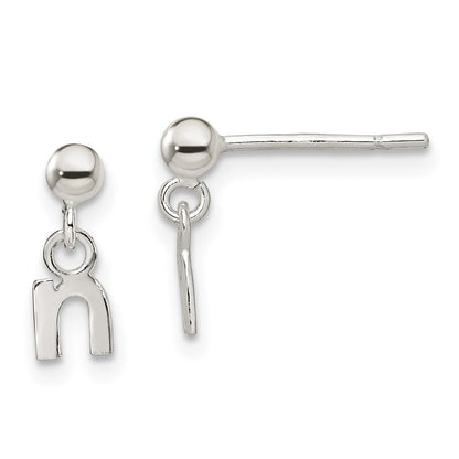 Sterling Silver Polished N Dangle Post Earrings