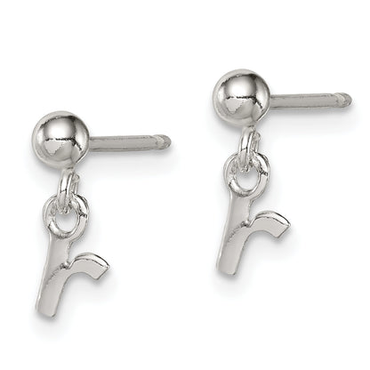 Sterling Silver Polished R Dangle Post Earrings