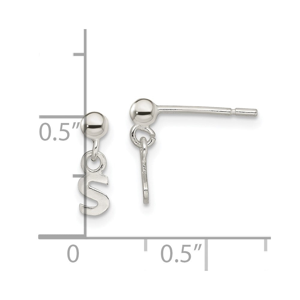 Sterling Silver Polished S Dangle Post Earrings