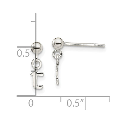 Sterling Silver Polished T Dangle Post Earrings