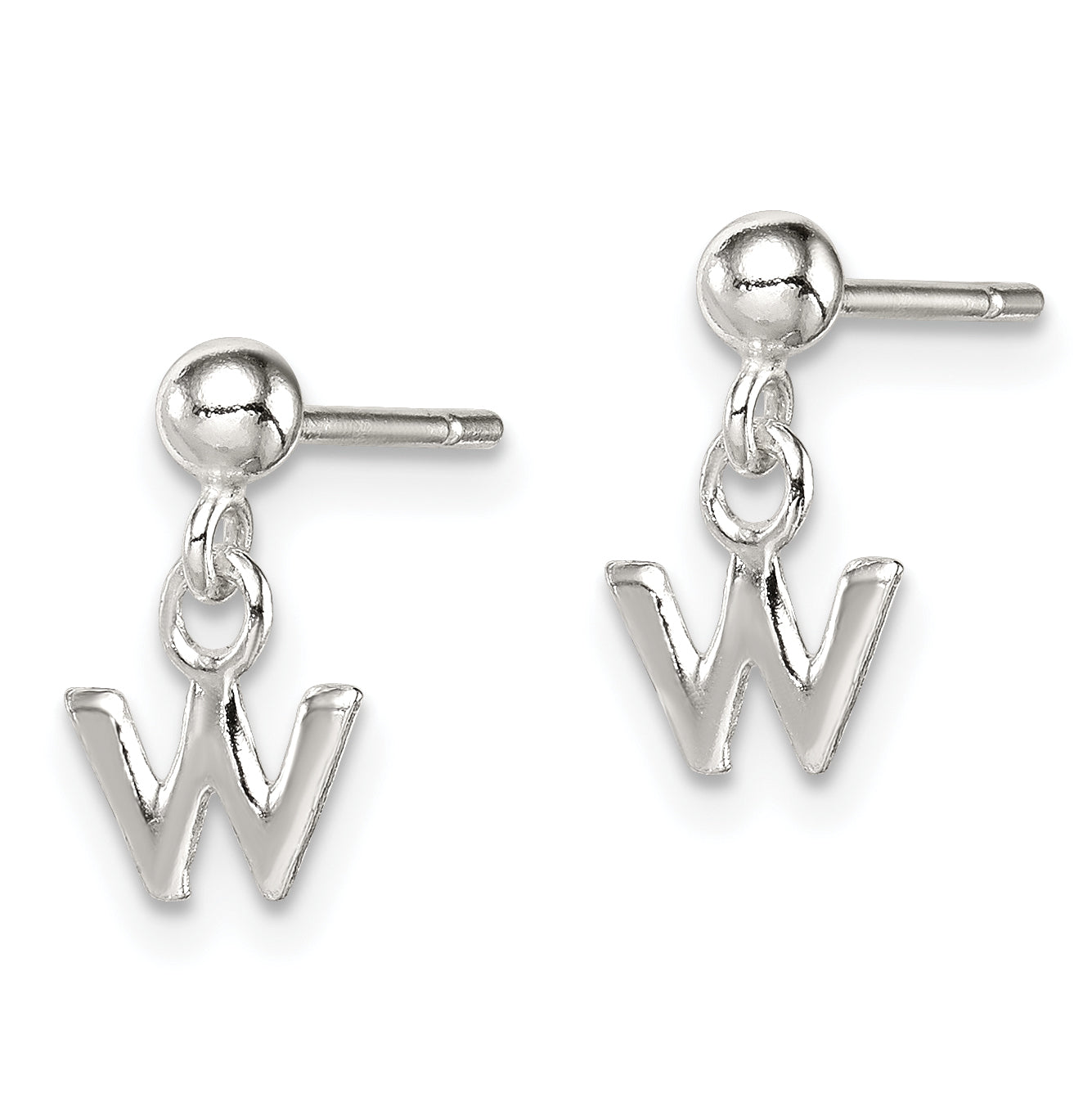 Sterling Silver Polished W Dangle Post Earrings