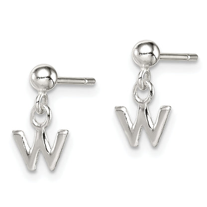 Sterling Silver Polished W Dangle Post Earrings