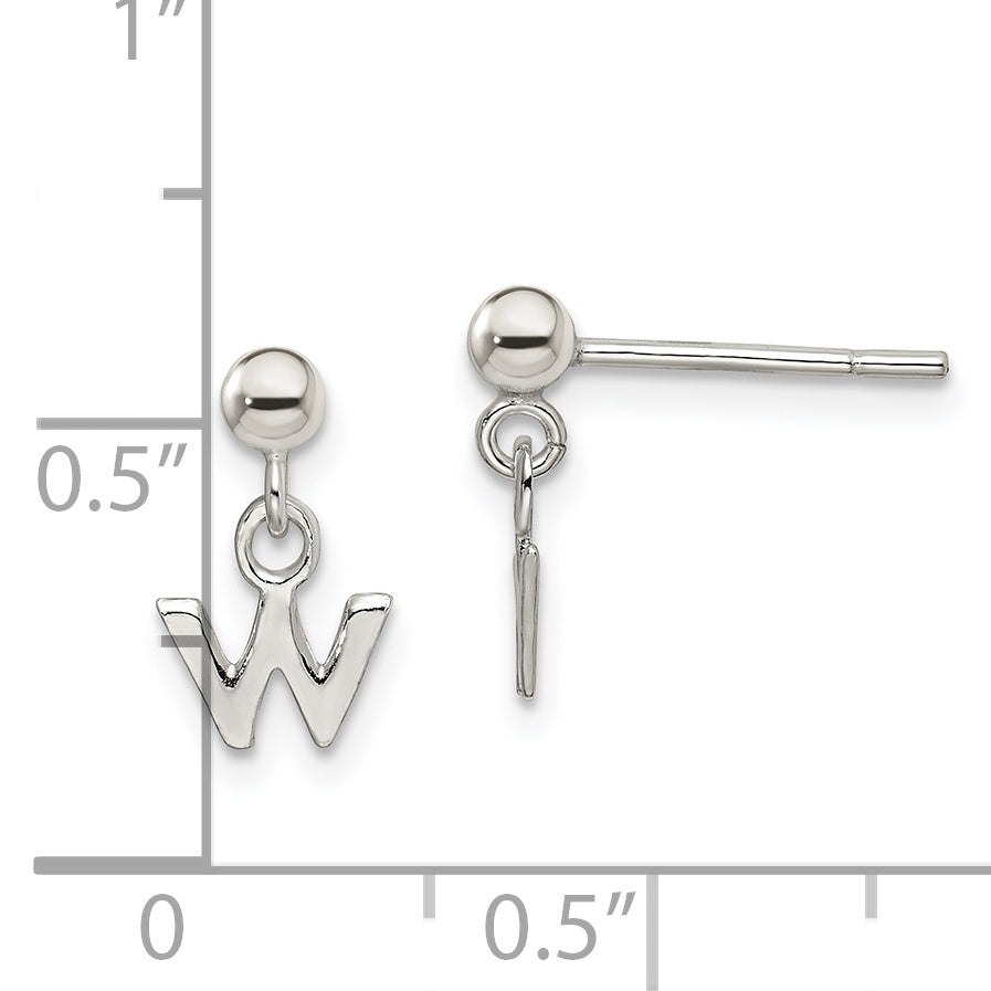Sterling Silver Polished W Dangle Post Earrings