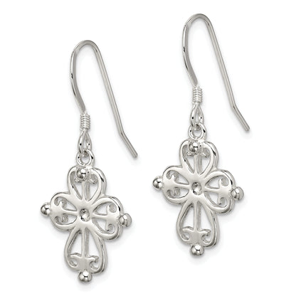 Sterling Silver Cross Dangle Earrings