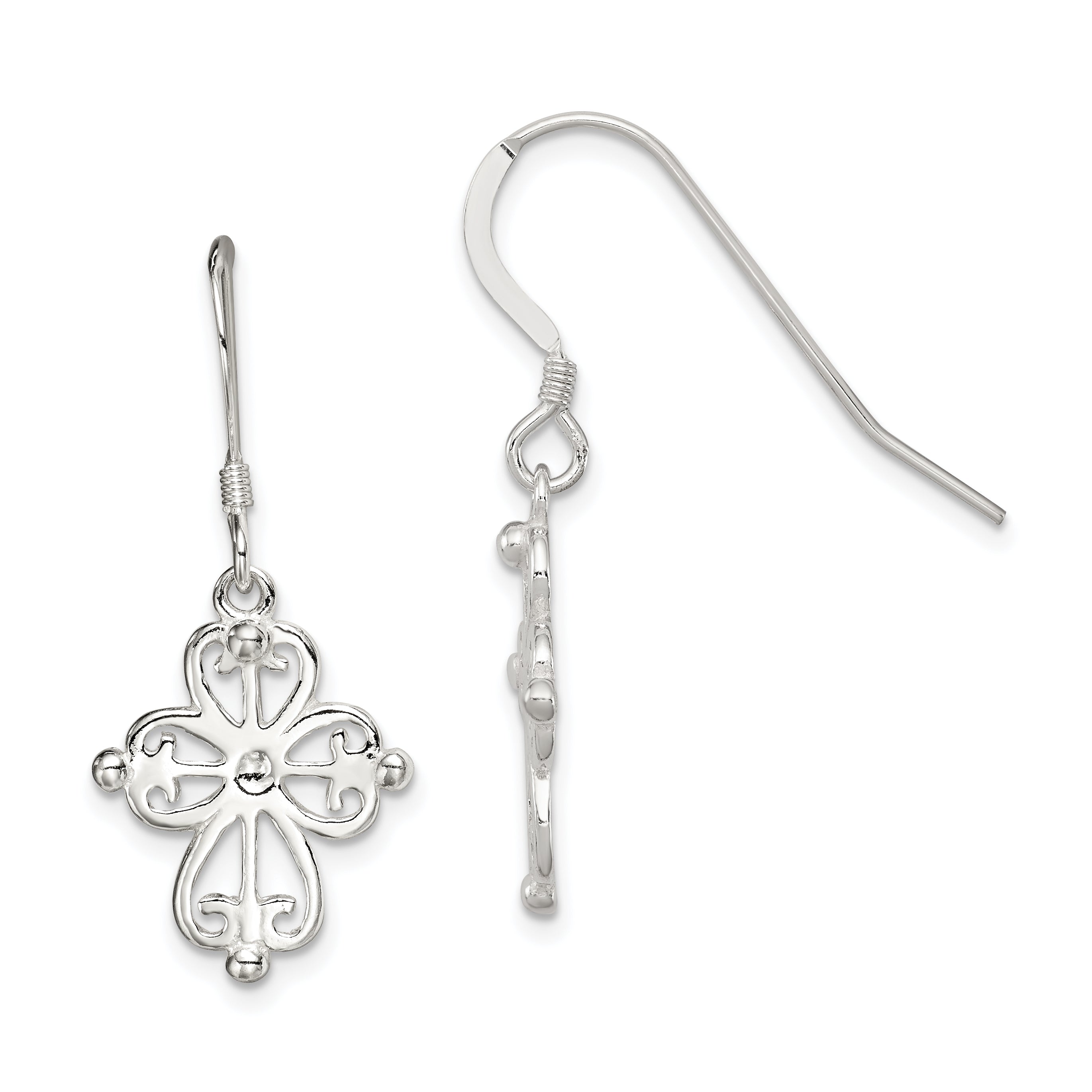 Sterling Silver Cross Dangle Earrings