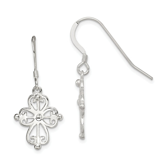 Sterling Silver Cross Dangle Earrings