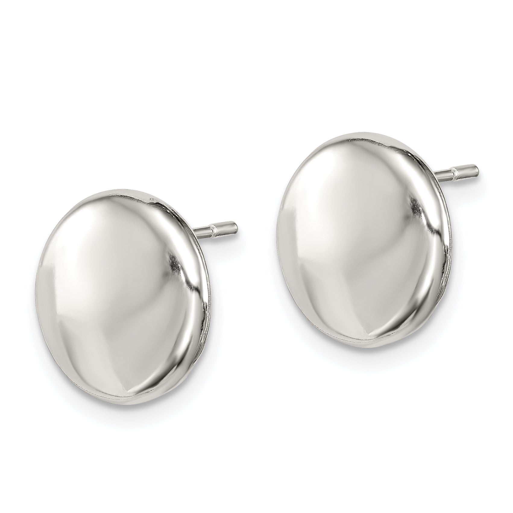 Sterling Silver Polished Button Post Earrings