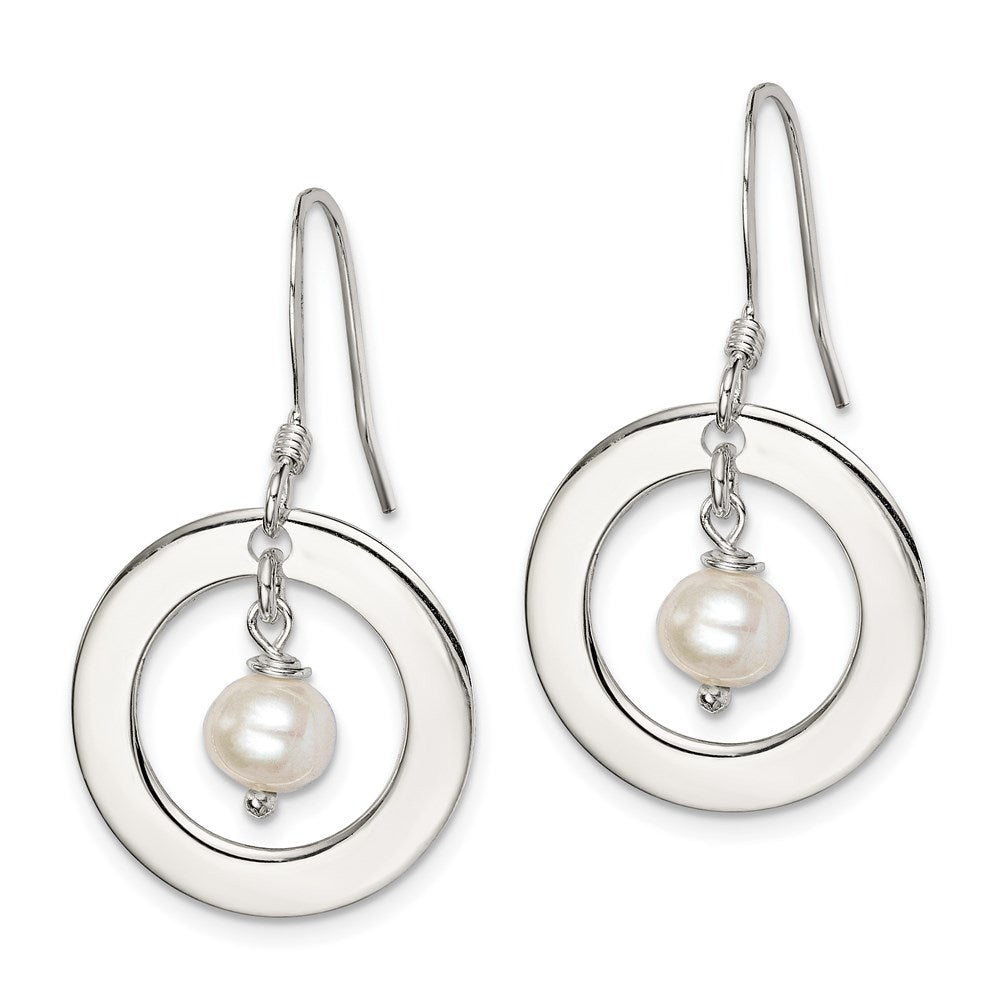 Sterling Silver White Fw Cultured Pearl Dangle Earrings
