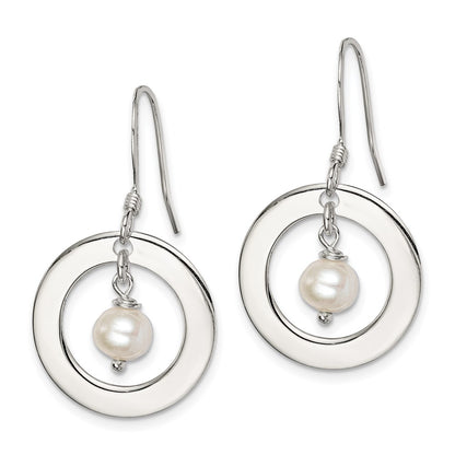 Sterling Silver White Fw Cultured Pearl Dangle Earrings