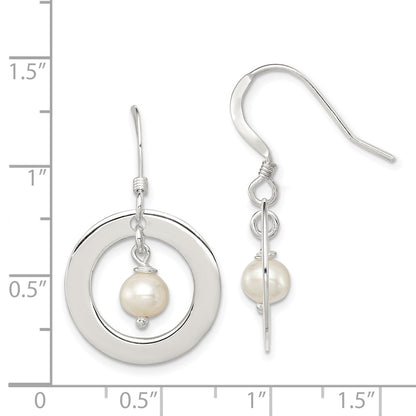 Sterling Silver White Fw Cultured Pearl Dangle Earrings